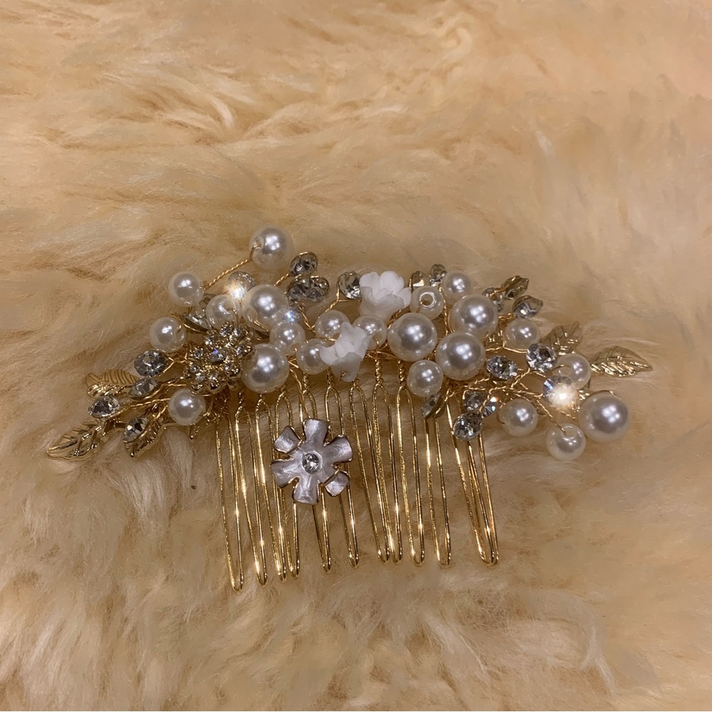 Gold Bridal Hair Piece Comb